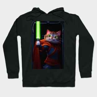 Fun Cat Print ~ AI Art ~ Fantasy Cat ~ Sci-fi Cat ~ Cats with Lightsabers Hoodie